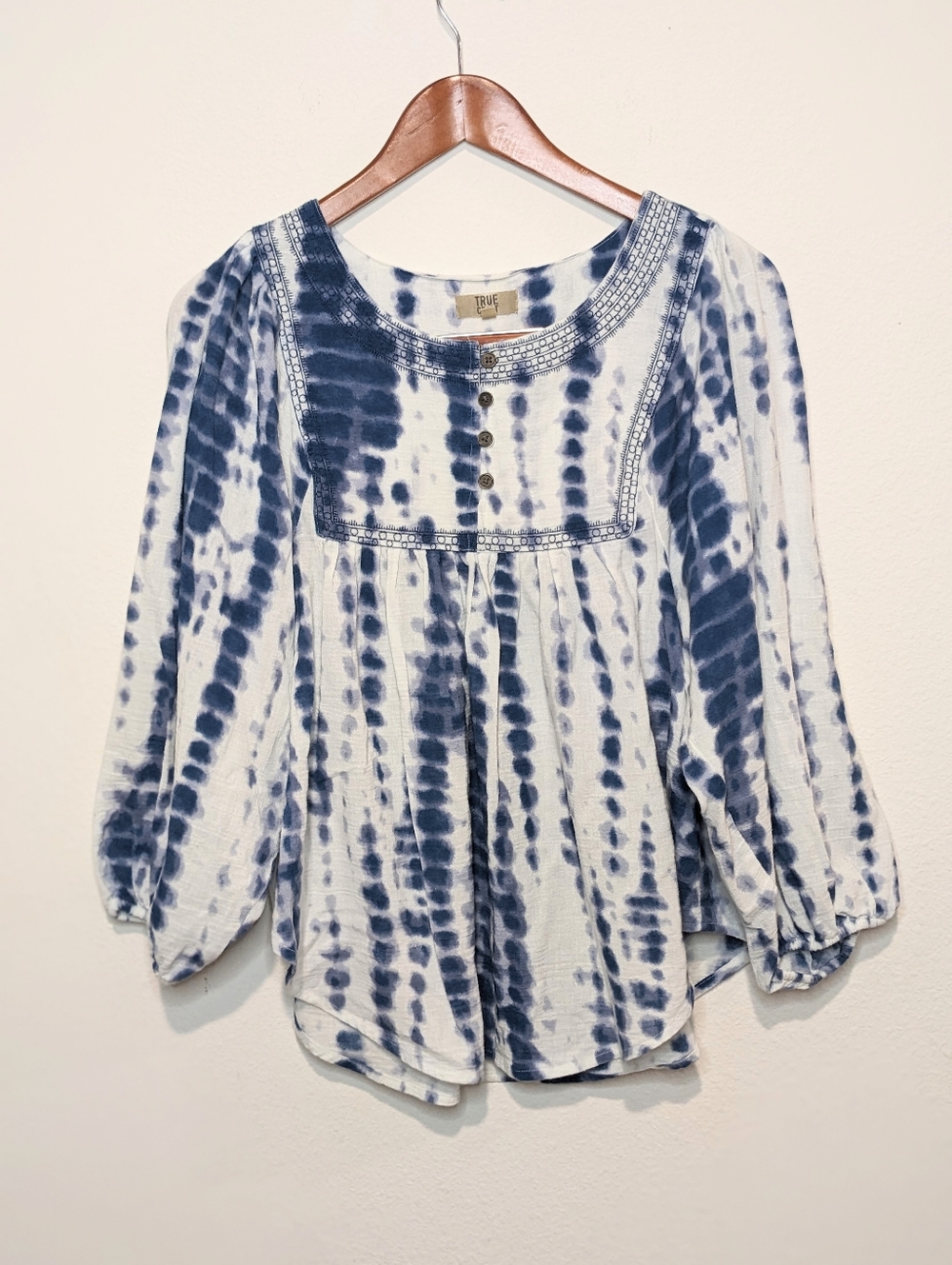 TRUE CRAFT  Tie Dye Cottagecore Babydoll Top M